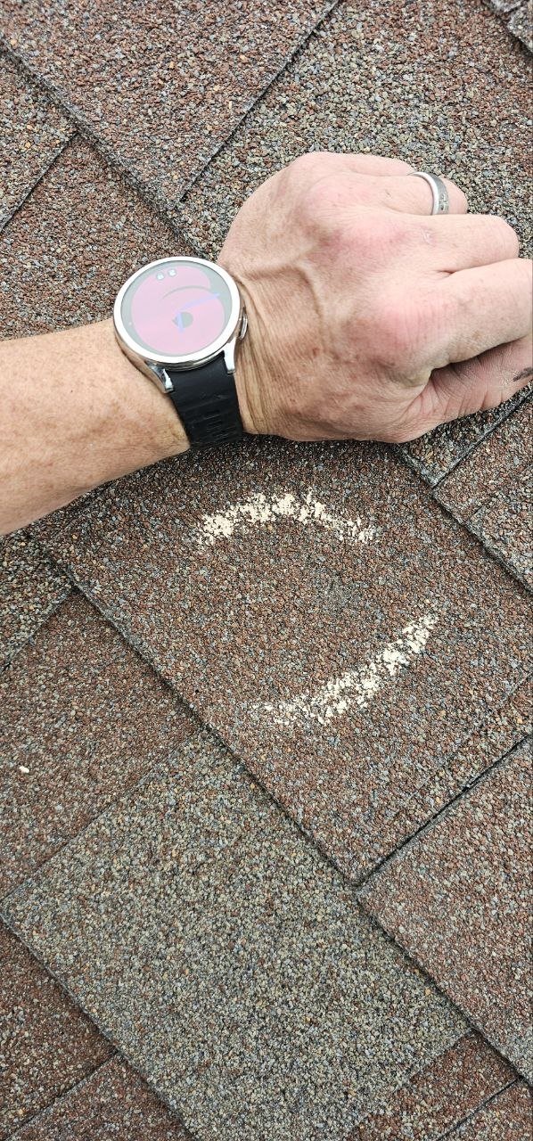 Shingle granules collected in a home's gutter